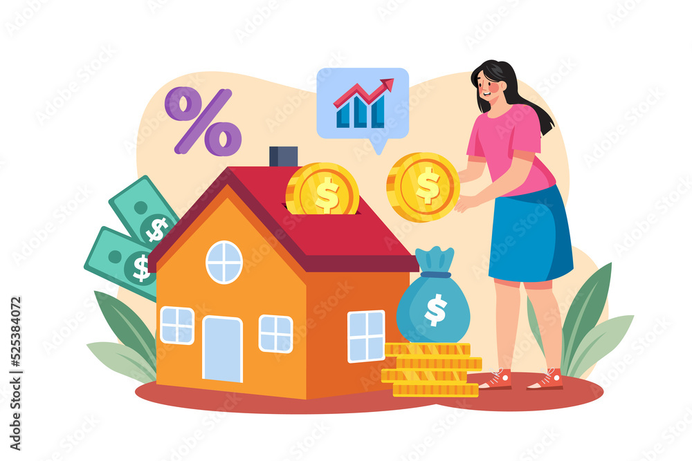 Fototapeta premium Female investing finance in home