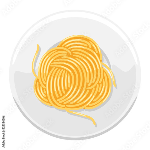 Illustration of Italian pasta spaghetti on plate. Culinary image for menu and restaurants.