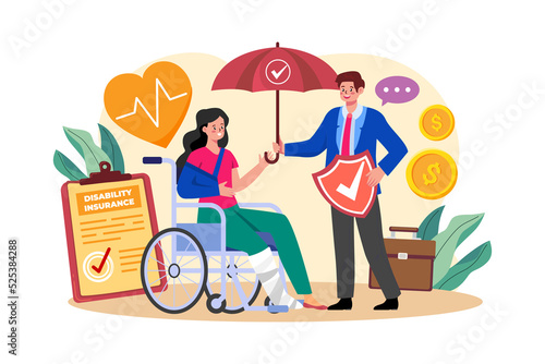 Disability Insurance Illustration concept on white background