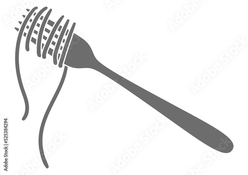Illustration of Italian pasta spaghetti on fork. Culinary image for menu of restaurants.