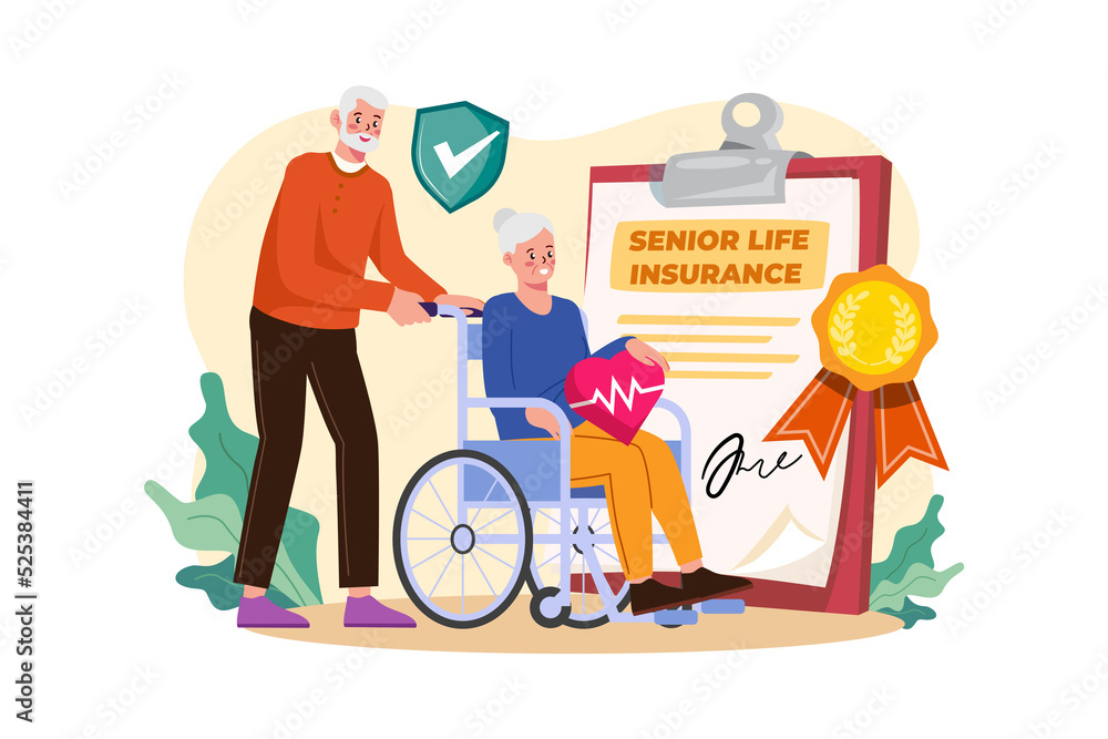 Senior Life Insurance Illustration concept on white background
