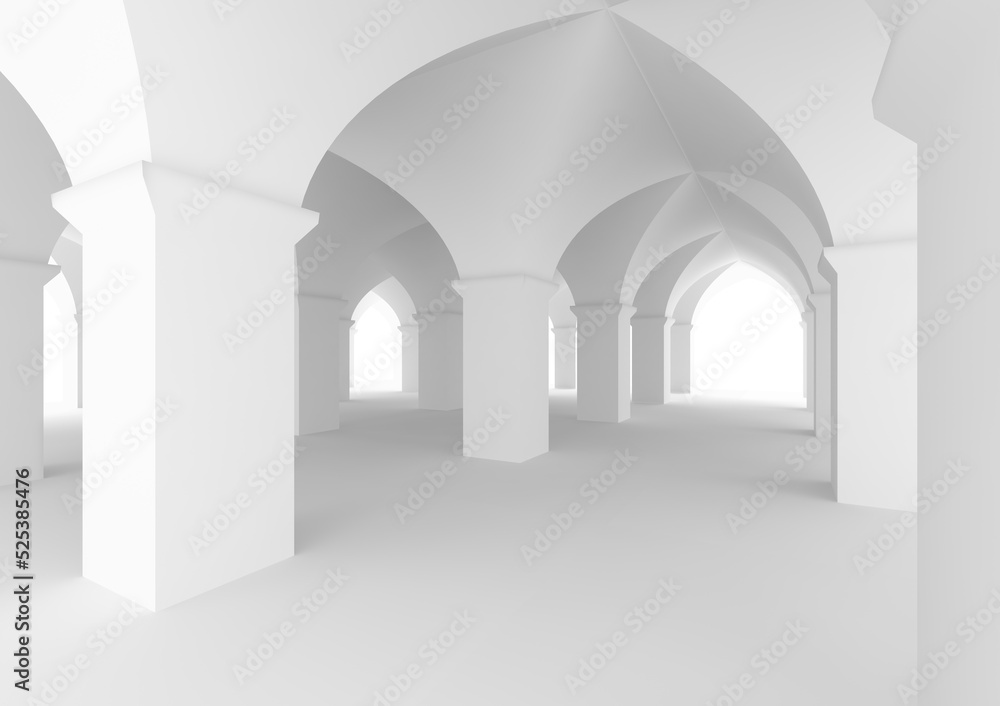 Room of castle or ancient mosque with columns