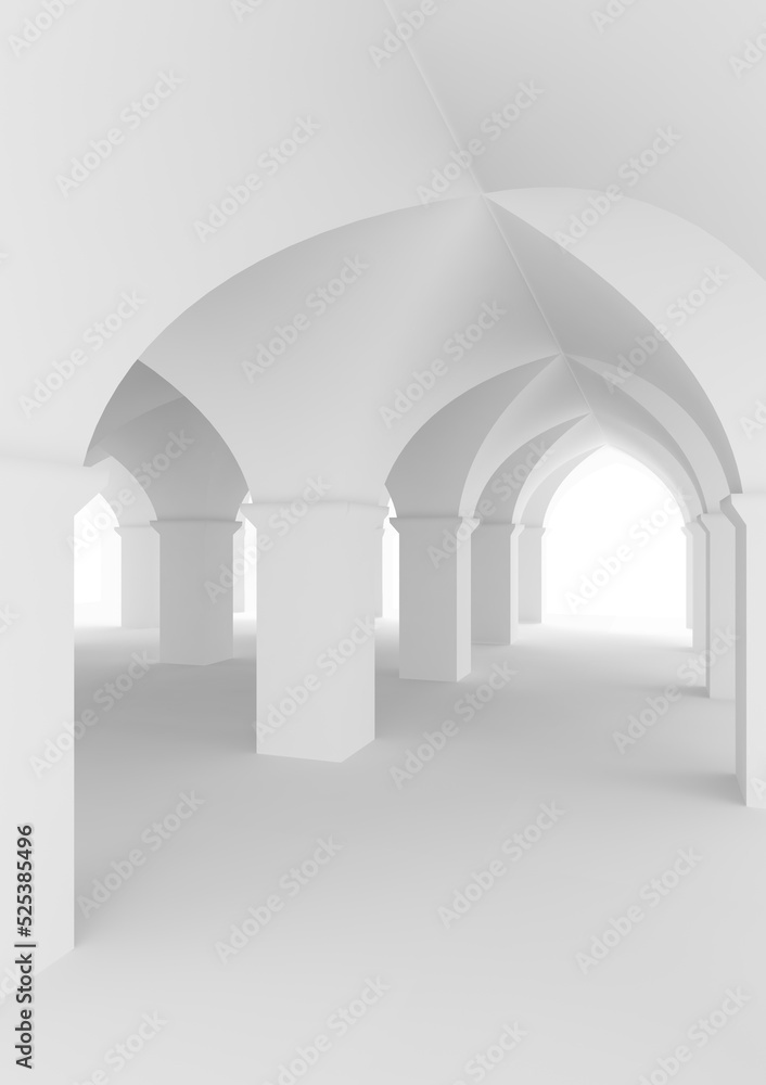 Room of castle or ancient mosque with columns.