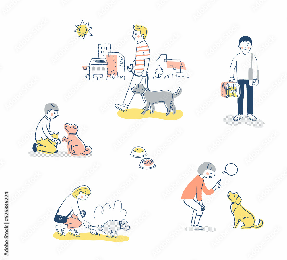 さまざまなペットの犬とのシーン セット さまざまなペットの犬とのシーン セット