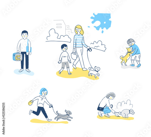 さまざまなペットの犬とのシーン　セット