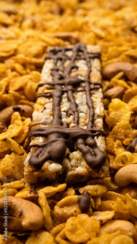 cereal bar with corn flakes and chocolate