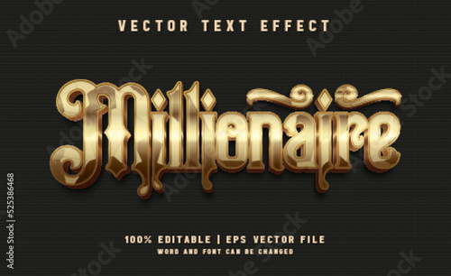 Golden millionaire luxury text effect style