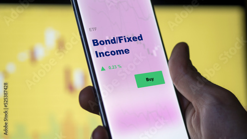 Konstfotografi Bond fixed income An investor's analyzing the bond / fixed income etf fund on screen