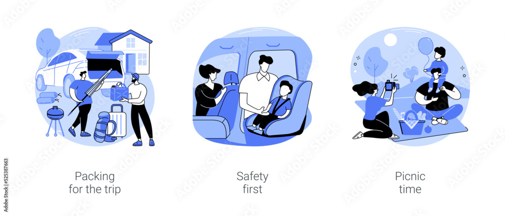 Fototapeta premium Roadtripping isolated cartoon vector illustrations se