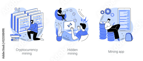 Cryptocurrency mining isolated cartoon vector illustrations se