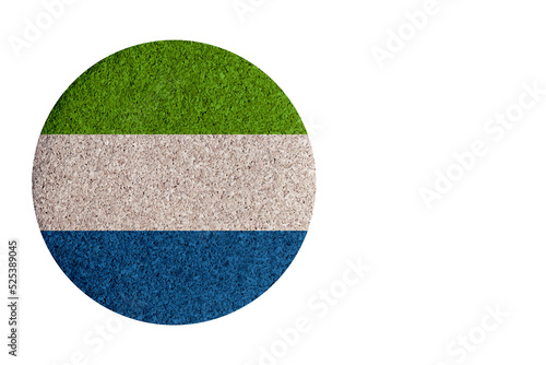 flag of Sierra Leone,round cork coaster isolated on white background photo