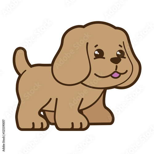 Happy puppy, Portrait of cute brown puppy. Dog friend. Vector illustration