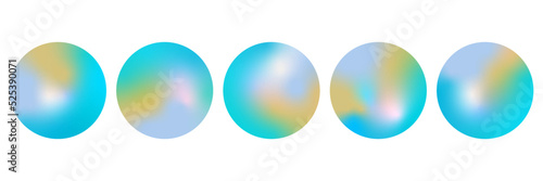 Holographic effect highlight stories  cover templates design set. Blurry abstract backdrops. Y2k retro style round vector illustrations with rainbow gradient for social networks.