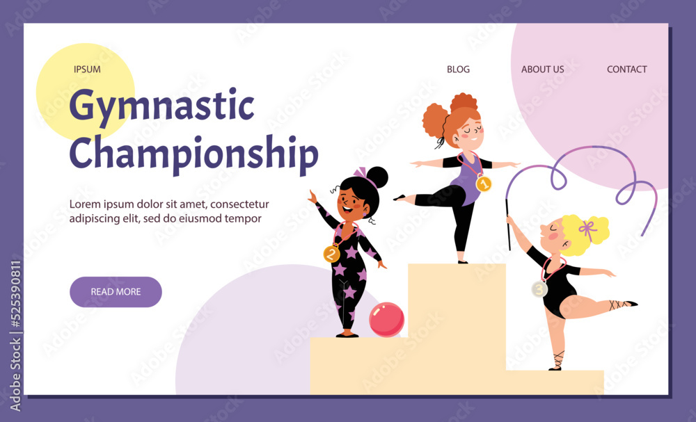 Winners rewarded with medals standing on podium after Girls Kids Gymnastic Championship. Winners rewarded with medals standing on podium after Girls Kids Gymnastic Championship.