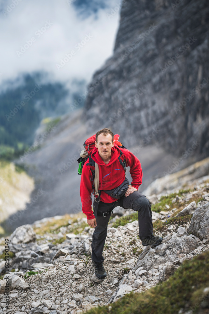 Men hiking in the mountains
