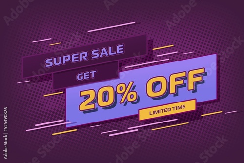 20 twenty Percent off super sale shopping halftone. percent coupon