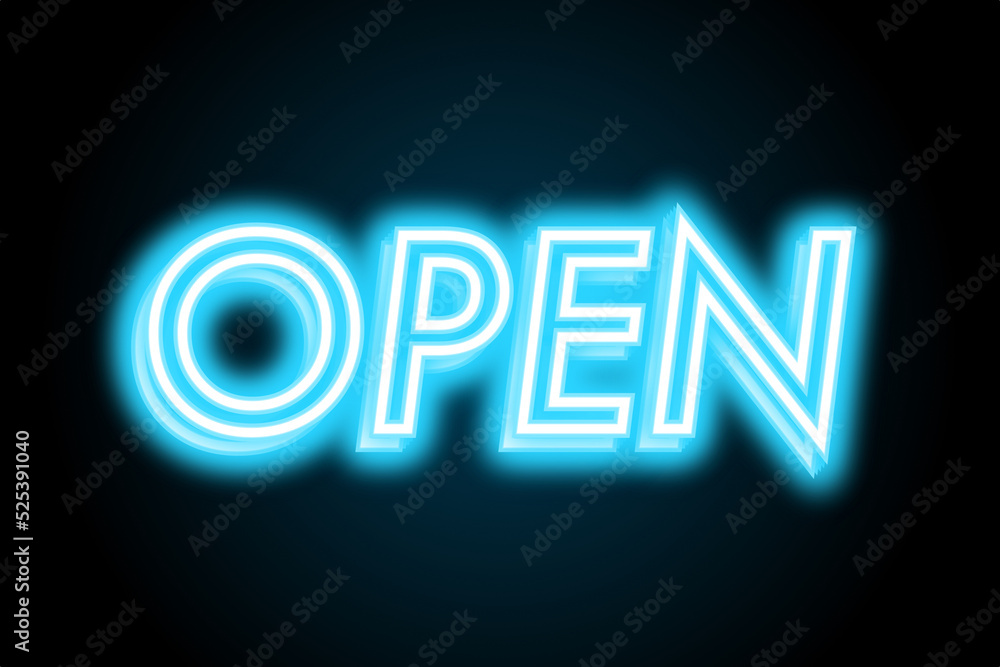 Store shop open glowing neon 3d effect symbol logo icon Store shop open glowing neon 3d effect symbol logo icon