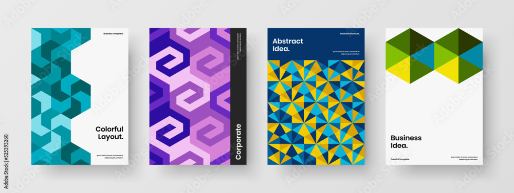 Fototapeta premium Creative corporate brochure design vector concept collection. Clean mosaic pattern presentation layout bundle.