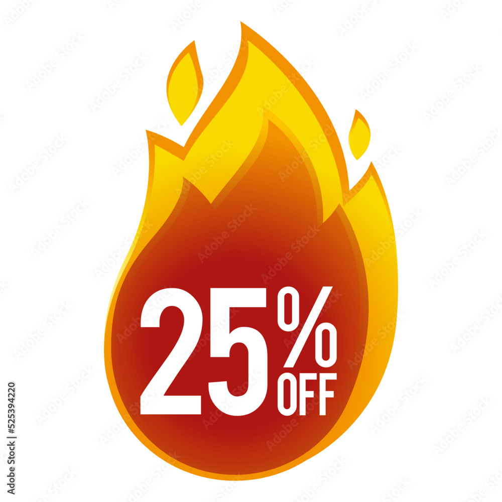 25 percent off - discount big sales - fireball icon. 25 percent off - discount big sales - fireball icon.