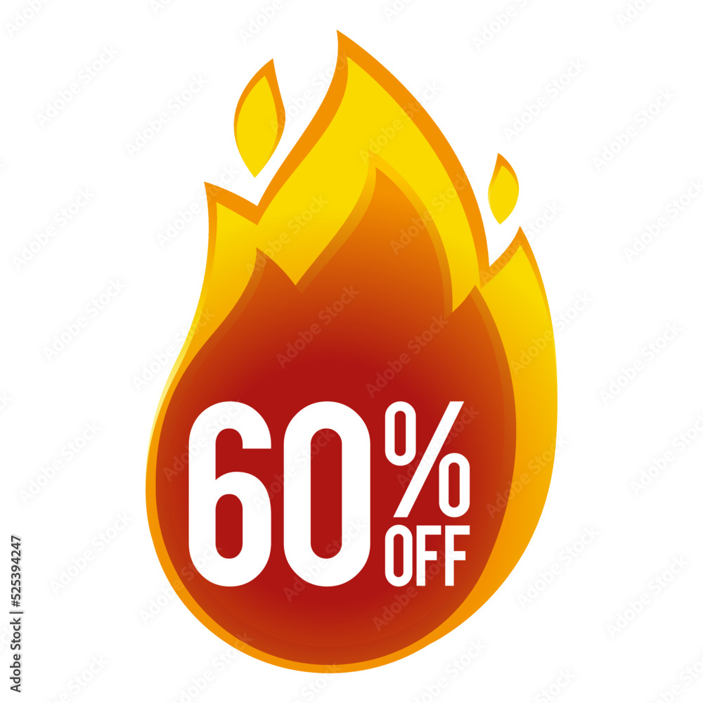 60 percent off - discount big sales - fireball icon. 60 percent off - discount big sales - fireball icon.
