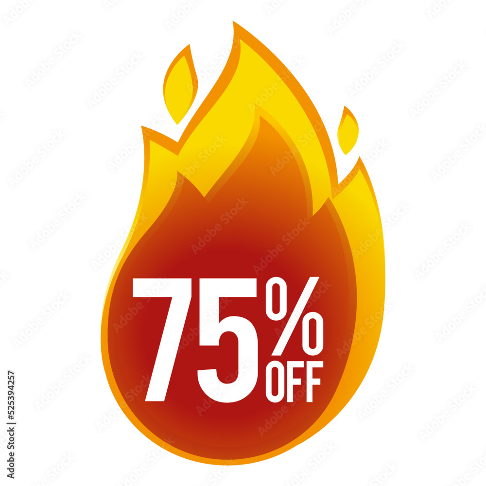 75 percent off - discount big sales - fireball icon. 75 percent off - discount big sales - fireball icon.