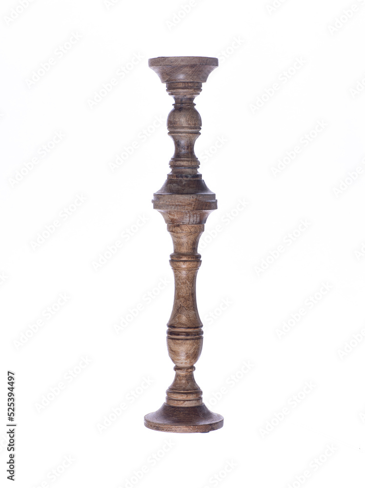 wooden baluster isolated on white background