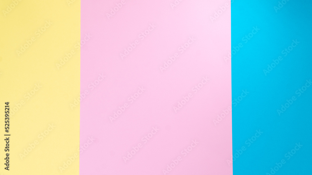Background stripes in three colors - yellow, pink, blue paper