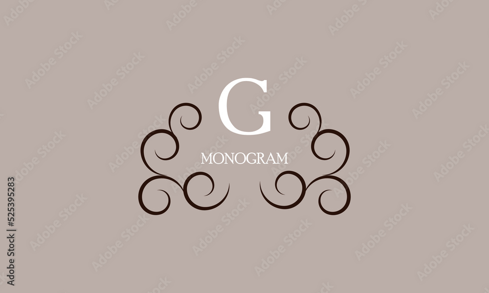 Elegant monogram design template for the letter G. Calligraphic exquisite ornament. Business sign, identity monogram for restaurant, boutique, cafe, etc