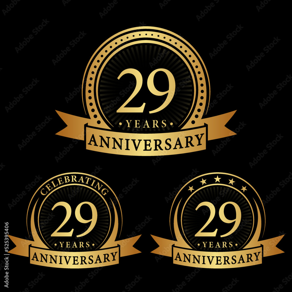29 years anniversary logo collections. Set of 29th Anniversary logotype template. Vector and illustration. 29 years anniversary logo collections. Set of 29th Anniversary logotype template. Vector and illustration.