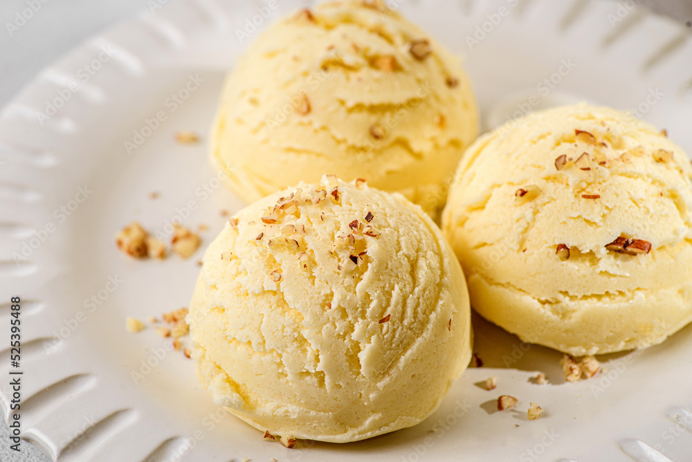 ice cream in balls with nuts ice cream in balls with nuts