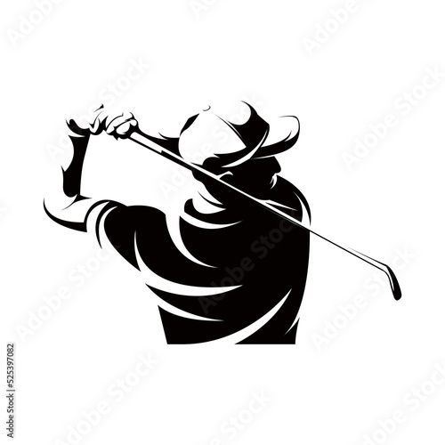 Golf player icon, golfer abstract isolated vector silhouette on white background photo