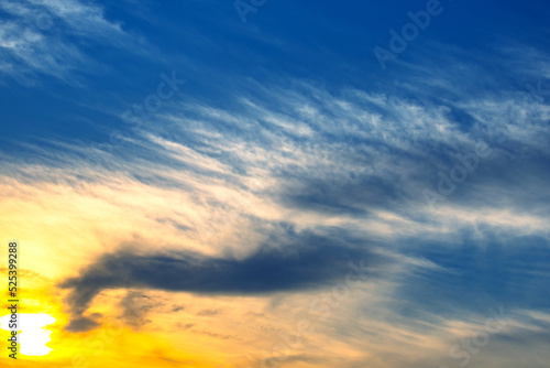 bright colorful sunset in the sky. beauty of nature landscape in the clouds