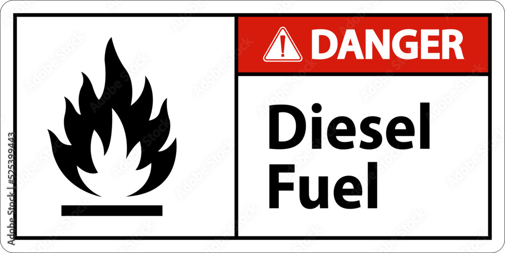 Danger Diesel Fuel Sign On White Background Danger Diesel Fuel Sign On White Background