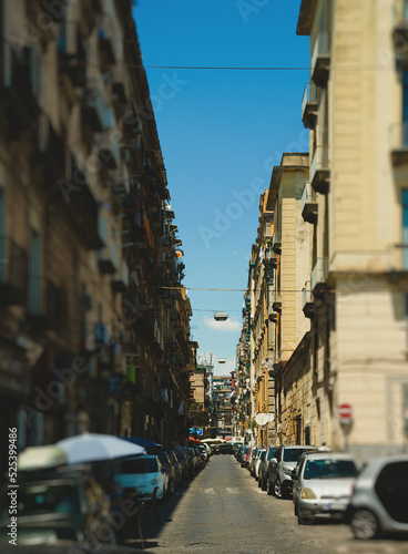 Typical italian street in Naples town, Italy.