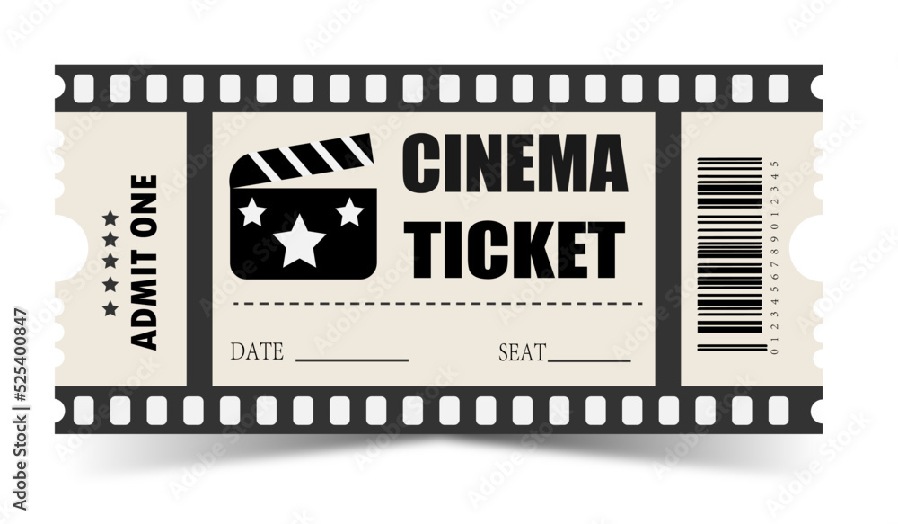 Cnema Ticket. Retro. Admit one. Pass.
Movie tape Cnema Ticket. Retro. Admit one. Pass.
Movie tape