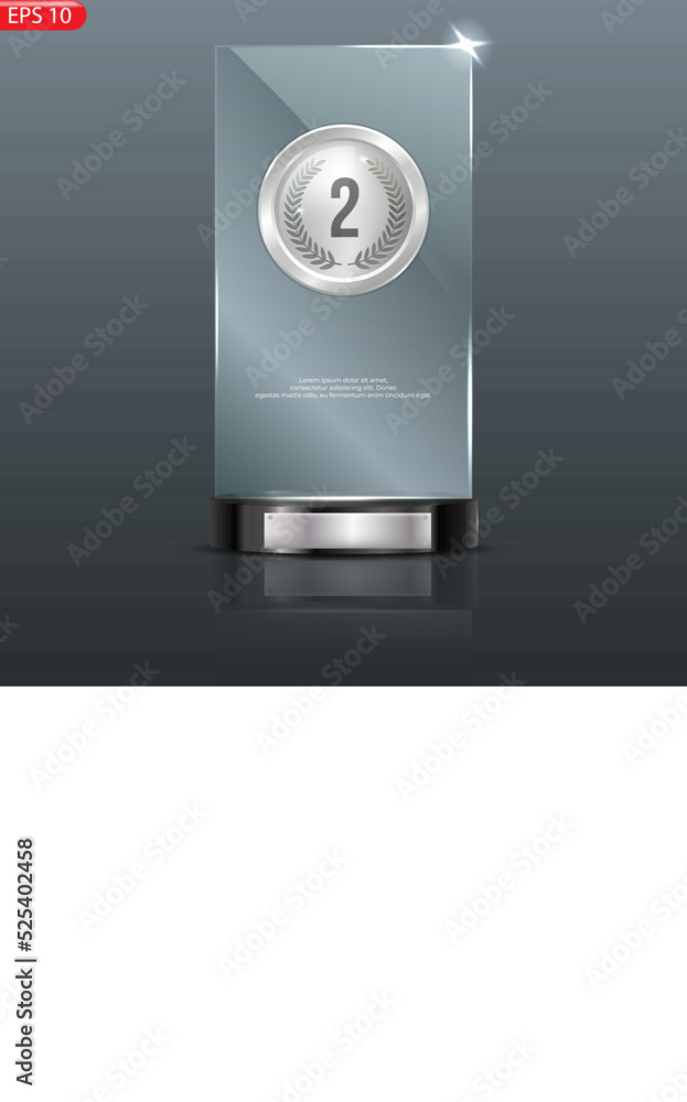 Glass awards. Realistic transparent winner trophy Glass awards. Realistic transparent winner trophy