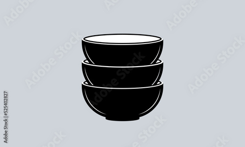 Washed, clean, folded, stacked bowls, dish. Kitchen, food icon, symbol design element. Vector simple isolated illustration