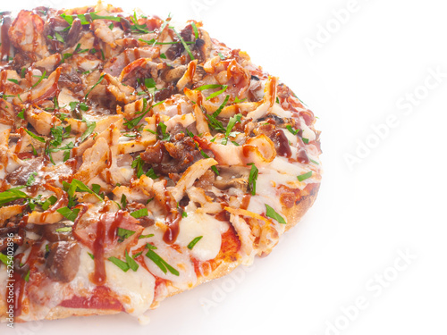 Delicious ready to eat pizza isolated white background junk food