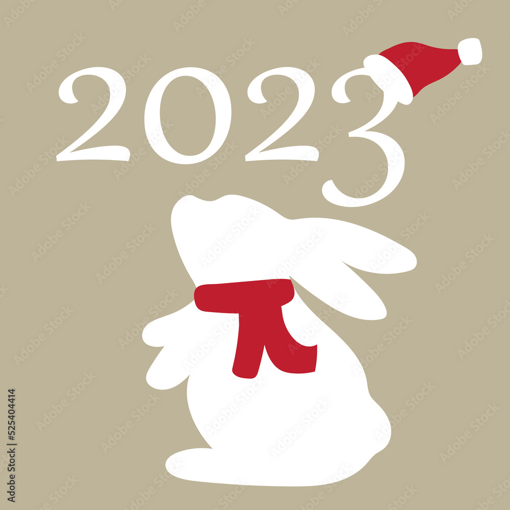 Greeting card with rabbit. Congratulations for 2023. Greeting card with rabbit. Congratulations for 2023.