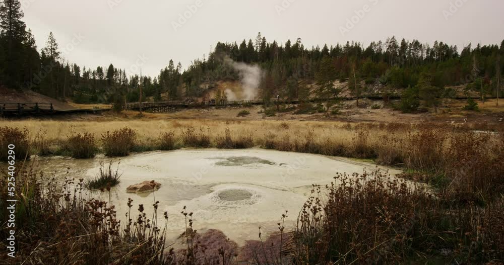 A bubbling mud volcano called Dragon's Mouth Spring in Yellowstone National Park A bubbling mud volcano called Dragon's Mouth Spring in Yellowstone National Park