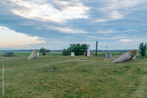 Border of three countries in Europe's Schengen Area. Border of Hungary, Austria and Slovak. photo