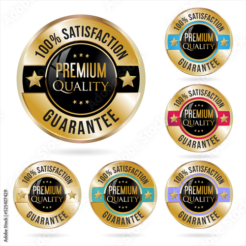 Collection of colorful premium quality badges and labels 