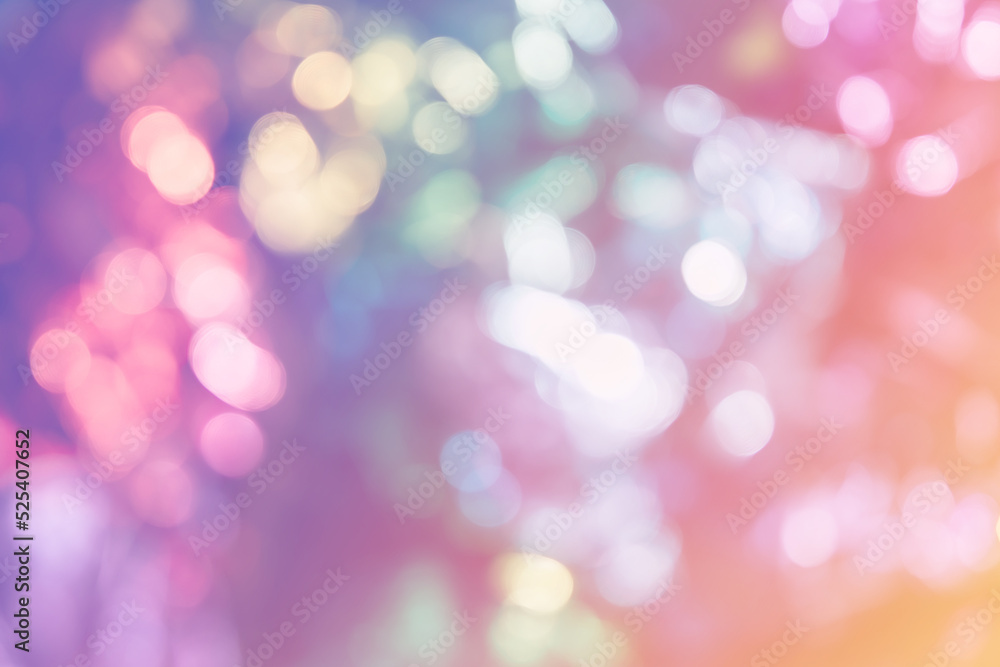 Fototapeta premium Blurred bokeh background for Christmas and New Year holiday. Abstract pastel pink gradient color wallpaper with defocused lights. Copy space