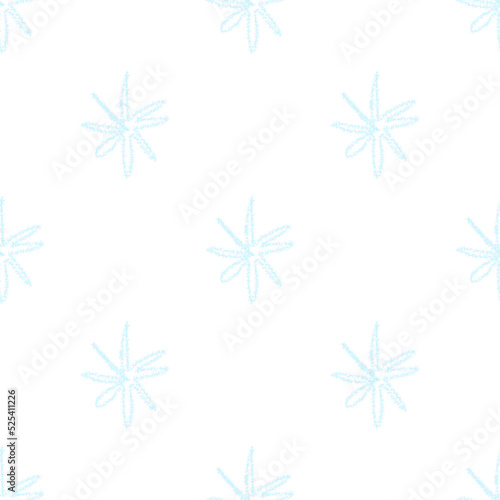 Hand Drawn Snowflakes Christmas Seamless Pattern. Subtle Flying Snow Flakes on chalk snowflakes Background. Alluring chalk handdrawn snow overlay. Splendid holiday season decoration.
