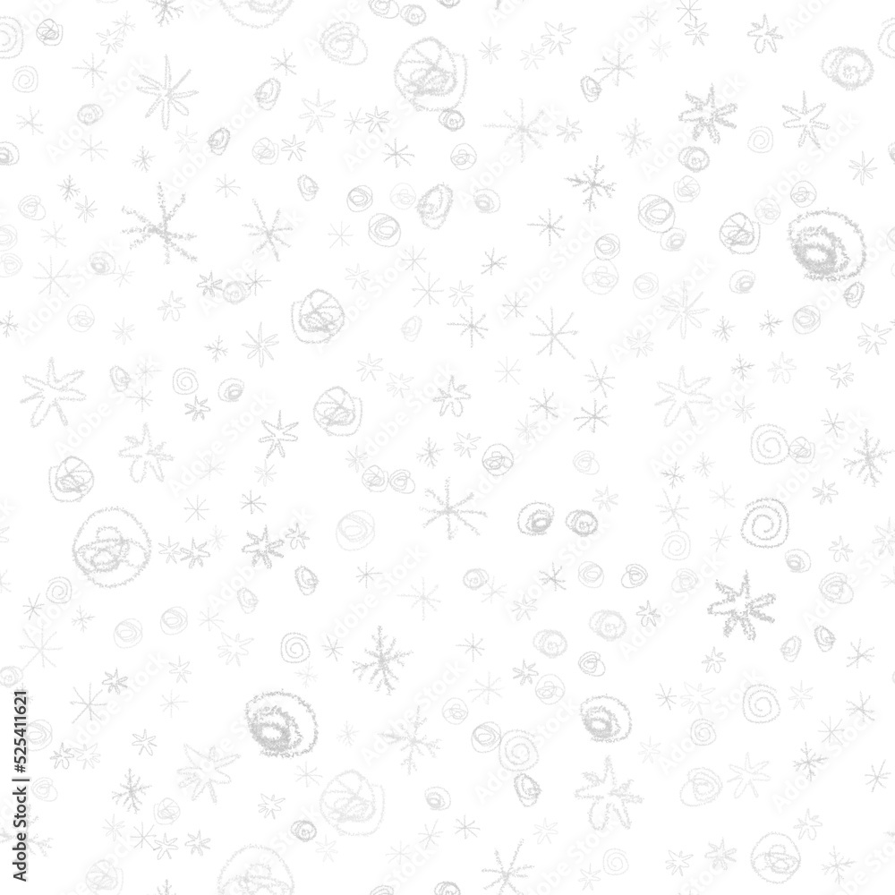 Hand Drawn Snowflakes Christmas Seamless Pattern. Subtle Flying Snow Flakes on chalk snowflakes Background. Amusing chalk handdrawn snow overlay. Enchanting holiday season decoration. Hand Drawn Snowflakes Christmas Seamless Pattern. Subtle Flying Snow Flakes on chalk snowflakes Background. Amusing chalk handdrawn snow overlay. Enchanting holiday season decoration.