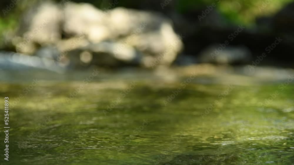 Water in a natural pool in the mountains, next to a waterfall (bokeh, slow motion) Water in a natural pool in the mountains, next to a waterfall (bokeh, slow motion)