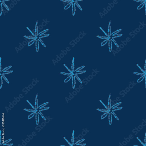 Hand Drawn Snowflakes Christmas Seamless Pattern. Subtle Flying Snow Flakes on chalk snowflakes Background. Admirable chalk handdrawn snow overlay. Pretty holiday season decoration.