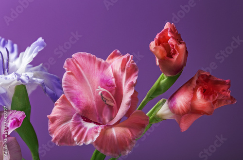 beautiful bouquet of summer flowers on a bright background