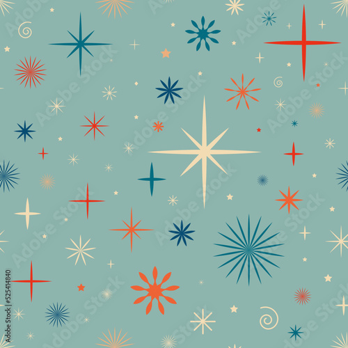 Vintage retro Christmas seamless pattern with snowflakes. Christmas background with snowflakes
