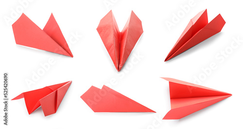 Free Download Set of red paper plane isolated on white - GFXLoad
